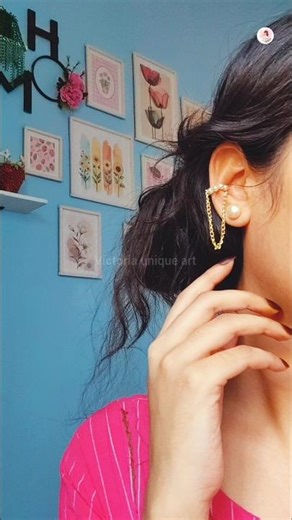 Elegance that whispers,not shouts 🤍✨Handmade pearl ear cuff magic#jewelry#earrings#aestheticdiy#art