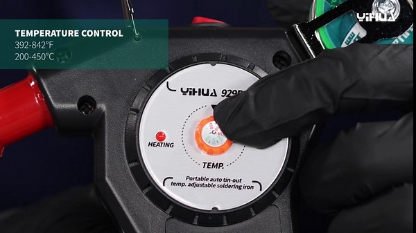 YIHUA 929D-I Motorized Automatic Feed Soldering Gun with Variable Precise Temp (392-842°F), On-off Switch, Temp Adjustment Dial for Single-Handed soldering work, Wire Splicing, Wire-to-switch