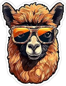 Alpaca Sticker 4 Inch Llama Relative Farm Animal Alpaca Lover Camelid - Waterproof Animal Vinyl Decal for Laptop Water Bottle Car Tumbler - Durable Aesthetic Long-Lasting Stickers for Adults ID44990