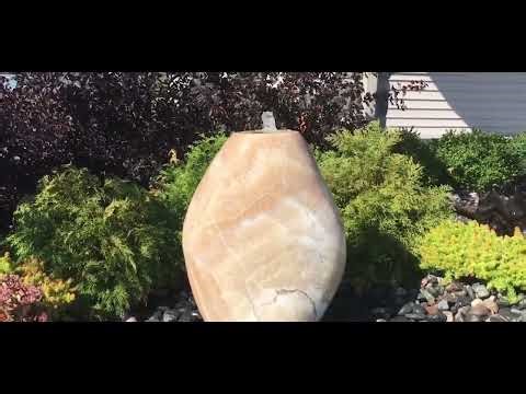 Yellow Onyx Almond Fountain 2 | Outdoor Water Fountain