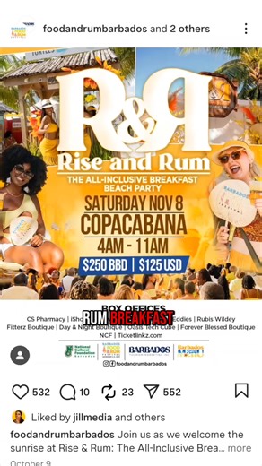 Ready to plan your Barbados Food & Rum Festival experience? 🎟️🍹 From the Chef Classics and Rum Route, to the Rise & Rum Beach Party and the grand Liquid Gold Feast: it’s a full weekend of world-class flavour! 🌴✨ Follow the Barbados Food and Rum Festival for event details, tickets, and all the latest festival updates. #BarbadosFoodandRumFestival #FoodandRumBarbados #VisitBarbados #IsleAway #ThingsToDoinBarbados | Foodie Nation