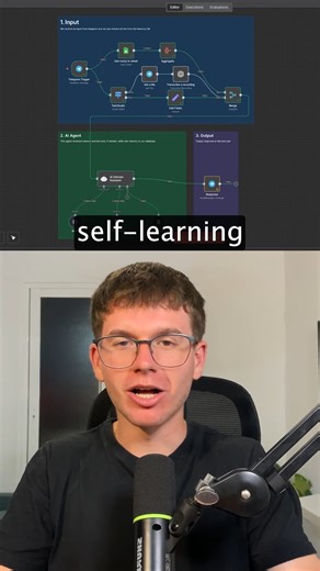 Michele Torti on Instagram: "I Built a Self Learning AI Agent ( n8n Tutorial ) In this video, I'll show you step-by-step how to build a powerful, self-learning AI agent in n8n that stores long-term memory, remembers your past conversations, and improves itself over time. We'll cover: - How to create an AI that uses Google Sheets as a long-term memory database. - The complete n8n workflow for receiving user input from Telegram (both text and audio). - How to connect OpenAI to power the AI's "brai