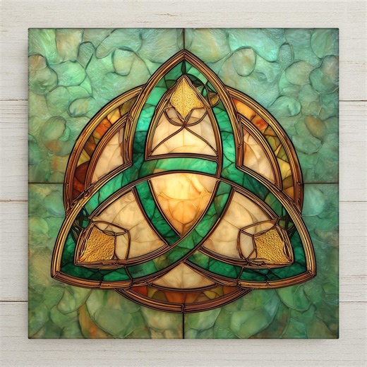 Celtic Trinity Knot Ceramic Tile Wall Art – Stained Glass Style Triquetra, Spiritual Wall Decor, Celtic Home Decor Gift - Etsy