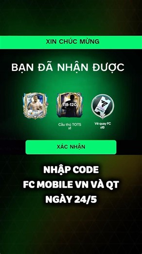 Nhập Code FC Mobile Sever Việt Nam Và Quốc Tế Mới Nhất Nhận Quà 🎁 #fcmobile #codefcmobile