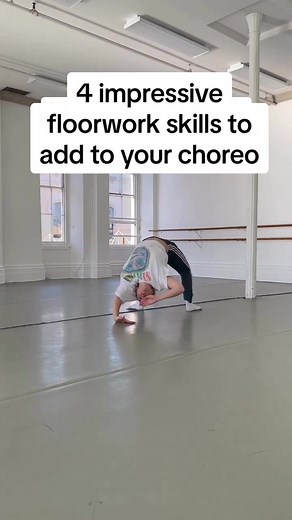 try these 4 floorwork skills in your next routine! 💪🏻 . . *Disclaimer: Perform these actions at your own risk. Consult with your doctor before any physical activity. Use your best judgement and understand that you should already have an understanding of proper form and technique established / how to protect yourself. This applies to “Easy” or “Beginner” skills as well. #floorwork #floorworkdance #dancetricks #acro #acrotricks #contemporarydance #choreography #fishflop #backbend