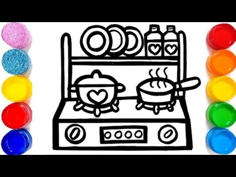Drawing Kitchen in Easy Steps | Let's Learn to Draw Kitchen | Art Video For kids and Toddlers #draw
