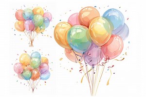Birthday Balloon Clipart Bundle, Watercolor Balloon Clipart, Happy Birthday Clipart, Colorful Balloon Clipart, Birthday Party Clipart Pack - Etsy
