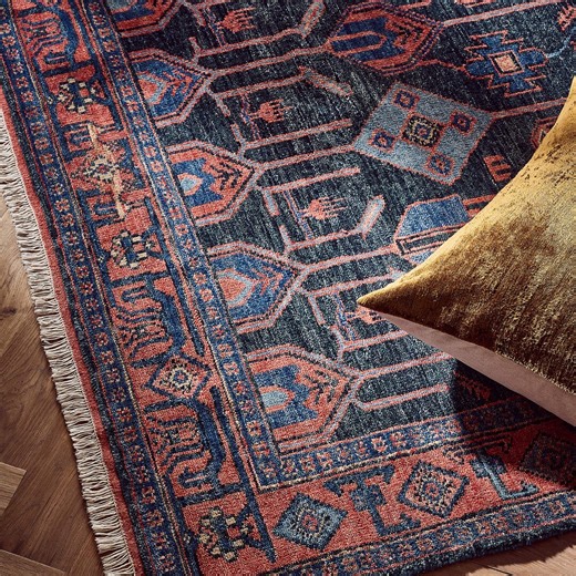 Eros Hand Knotted Red and Blue New Zealand Wool Area Rug 8'X10', Living Room Rug Decor. - Etsy