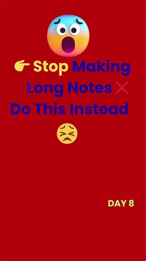 👉 Stop Making Long Notes ❌ Do This Instead day 8#StudyTips#NoteTaking#StudySmart#ExamPreparation