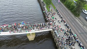 Large crowd attends Bridgil for Gaza on Derry's Peace Bridge | Derry Now