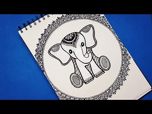 Elephant mandala art drawing|| Easy mandala art for beginners step by step @LacraftsVilla