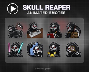 Animated Skull Reaper Twitch Emotes: 8-piece Stream Emotes (digital Download) - Etsy