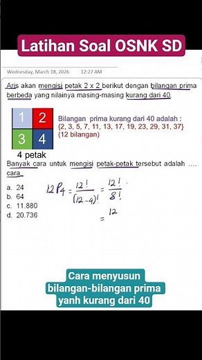 Latihan Soal OSNK SD #maths #kombinatorik #permutasi #fypシ