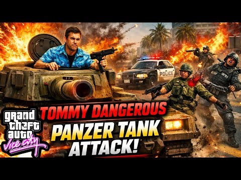 Tommy Vs VCPD Police & Military 💥 Drive Panzer Tank in Vice City