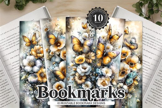 Printable Butterfly Bookmarks Floral Reading Set - Etsy