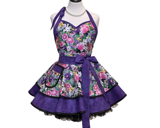 Women's Sexy Foral Kitchen Apron - Pretty Black and Purple Apron - Personalized Gift - Etsy UK