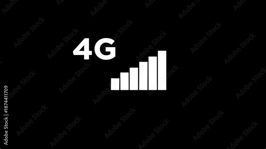 4G network icon animation computer and smartphone internet sign symbol on black background.4G network animation, 4G generation of mobile communication .