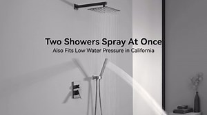 KES Shower System with Tub Spout, Matte Black Shower Faucet Set Complete 10 Inch Rain Shower Head with Handheld Spray and Waterfall Bathtub, cUPC Pressure Balance Shower Valve Trim Kit, XB6305F18-BK