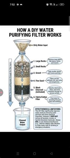 Working of a simple DIY water purifying filter.