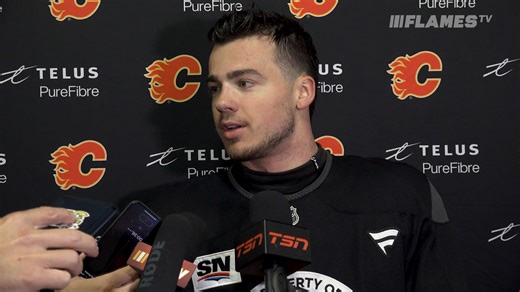 8.5K views · 150 reactions | "It's always a fun time of the year, coming back and seeing the guys." Hunter Brzustewicz shares his thoughts on taking part in Flames Prospects Training Camp and outlook for the season. | Calgary Flames | Facebook