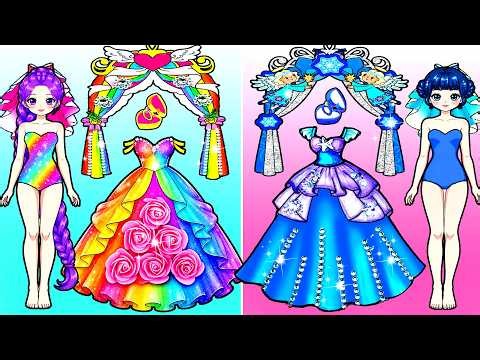 RAINBOW vs BLUE K-Pop Demon Hunters Dress Up 🌈 Barbie Wedding Handmade | DIY Arts & Paper Crafts
