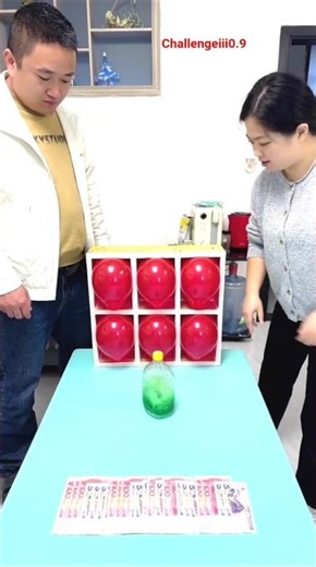 Spin botal balloon 😂🎈#shorts #challenge #blindfold**