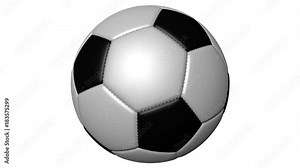 Isolated soccer ball revolves around its axis on a white transparent background, 3d rendering, PNG format with Alpha channel transparency. Seamless loop Stock Video