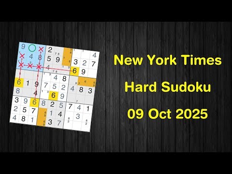 New York Times Hard Sudoku 09 Oct 2025 - Solve with Phidoku