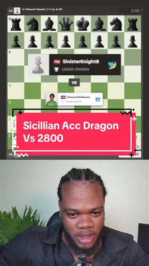 Sicilian Acc Dragon vs 2800 - #chess #chesscom #chesstips | Chess