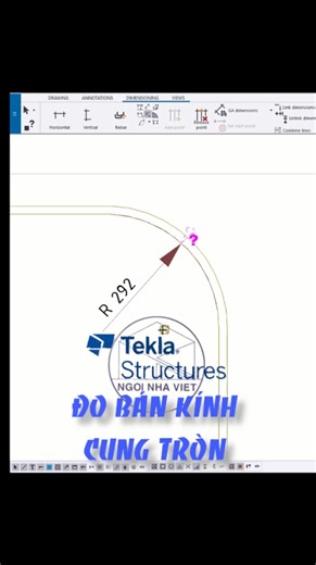 hướng dẫn đo bán kính cung tròn trong bản vẽ assembly drawing tekla structure #tekla