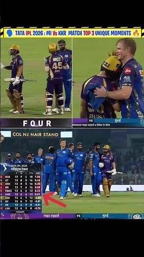 IPL 2026 : KKR Vs MI Top 3 RARE Moments 🔥