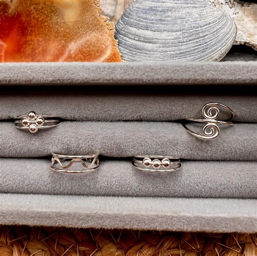 Solid Sterling Silver Adjustable Toe Ring: Open Wire-wave, Dots, Swirl Designs/ WANDERLIGHT COLLECTION - Etsy