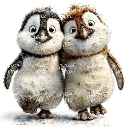 15 Jpgs of Cute Cartoon Penguins, Digital Clipart Quirky Bird Duo Artwork Scrapbook Images Printable Arctic Wall Art Instant Download - Etsy