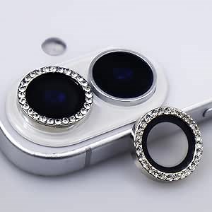 BONVAN for iPhone 16/16 Plus Camera Lens Protector Bling Glitter Diamond Metal Crystal Tempered Glass Screen Accessories Rhinestones Lens Cover for iPhone 16 / 16Plus (Diamond Silver)