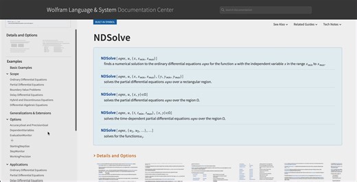 Our already impressive web documentation got an update! Navigate pages with just a click and a whoosh to where you want to go: https://reference.wolfram.com/language/ref/NDSolve | Wolfram Research