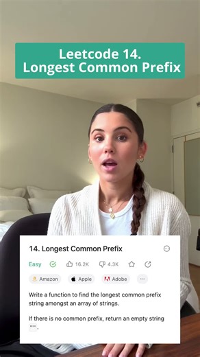 Leetcode 14. Longest Common Prefix Can you come up with another solution!? #python #coding #softwareengineer #datastructuresandalgorithms #technicalinterview #leetcode