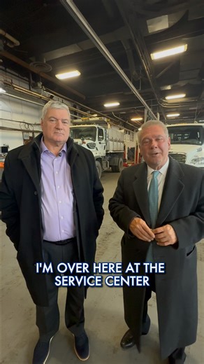 Stopped by the DPW Service Center with Commissioner Meier to review preparations for Sunday’s storm. Crews have been preparing the fleet all week and will be working in rotating shifts through the storm. Staying off the roads will help crews do their jobs safely and efficiently! | Mayor Mike Spano