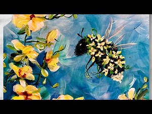 Bee 🐝 with Flowers 🌺 Acrylic Painting