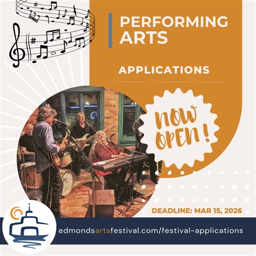 📣Calling all singers, dancers, and performing artists: We want you in for the 2026 Edmonds Arts Festival! Performing Arts applications open today -- apply now! https://www.edmondsartsfestival.com/festival-applications #edmondsartsfestival #edmondswa #artsfestival #performingarts #applynow #musicians #dancers #art #artfestivals #eaf2026 #artfairs | Edmonds Arts Festival