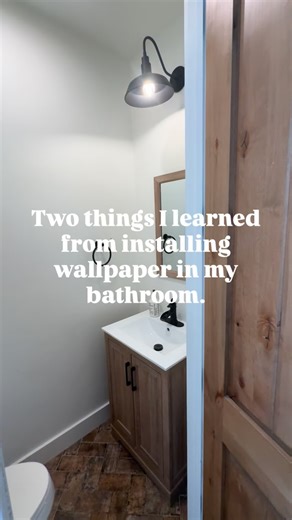 Hannah Langford | Surface Pattern Designer on Instagram: "Boring bathroom? Our house is only four years old, and even though everything feels new and pretty, there are a few rooms that lack personality and pizzazz. This was my first experience installing wallpaper in my own home. Even though I design it, I wanted to play it safe and not splurge. So, I bought this cheaper stuff from Amazon and spent the day installing it. I learned two things: -The cheaper stuff is thinner and harder to install, 