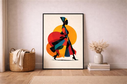 Afro Woman Printable Wall Art | Colorful Fashion Illustration | Modern African Art Poster - Etsy