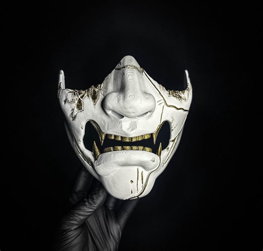 3D Printed Ghost of Yotei Atsu Mask – Kintsugi Demon Wearable Cosplay Mask, Hand Painted - Etsy