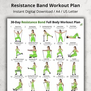 30 Day Resistance Band Full Body Workout Challenge, Resistance Band Exercises for Women, Home Workout, Fitness Daily Band Exercise Chart - Etsy UK