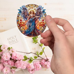 Stained Glass Angel Stickers - Holographic Vinyl Decals, Set of 6 - Etsy
