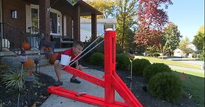 Trick or treating while social distancing? Check out the Halloween Candy Catapult