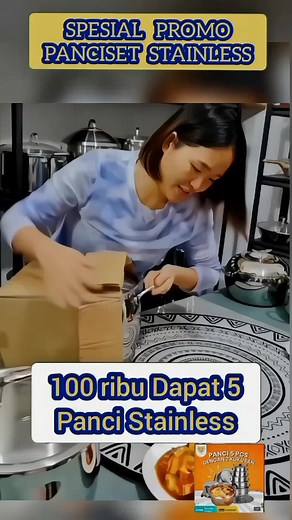 MURAH BANGET. PROMO PANCI SET STAINLESS 100 RIBU DAPAT 5 PANCISET STAINLESS ANTI KARAT, ORDER DI KERANJANG KUNING #panciset #pancimurah #pancisetstainless #panciisi5 #tiktokshopindonesia