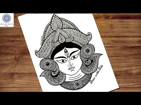 Maa Durga Mandala art easy step by step | easy Mandala art | Navratri drawing | Durga drawing