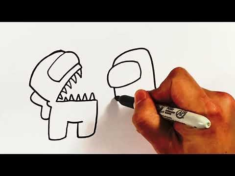 EASY How to Draw AMONG US IMPOSTER gets 2 Crewmates