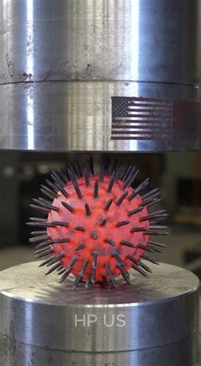 Hydraulic Press vs Red hot 50 welded nails ball