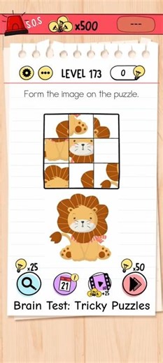 Brain test level 173: Form the image on the puzzle 🦁🧩🤔 #shorts